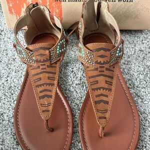New Ruff Hewn Brown and Turquoise Sandals